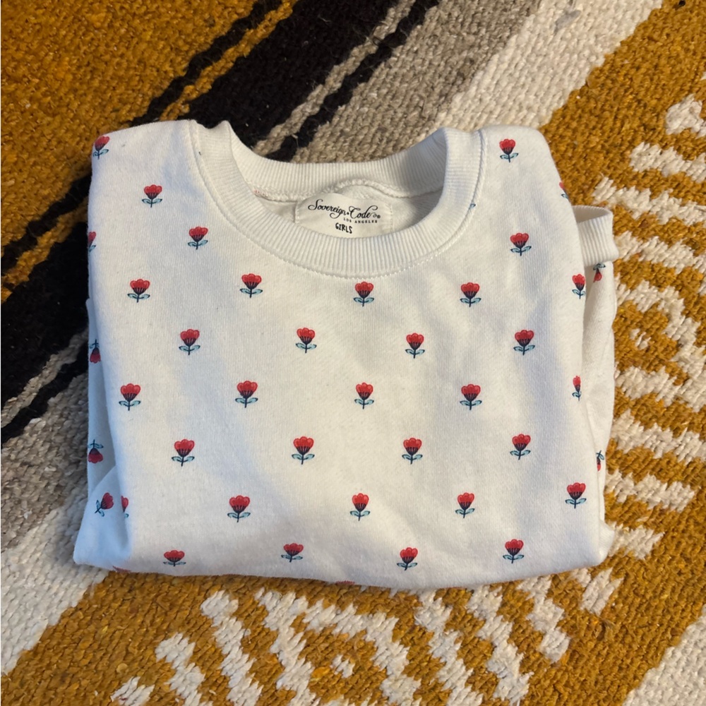 Sovereign Code White Sweatshirt with Red Rose Pattern - Picture 7 of 7